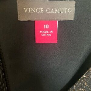 Vince Camuto Black and Gold Patterned dress